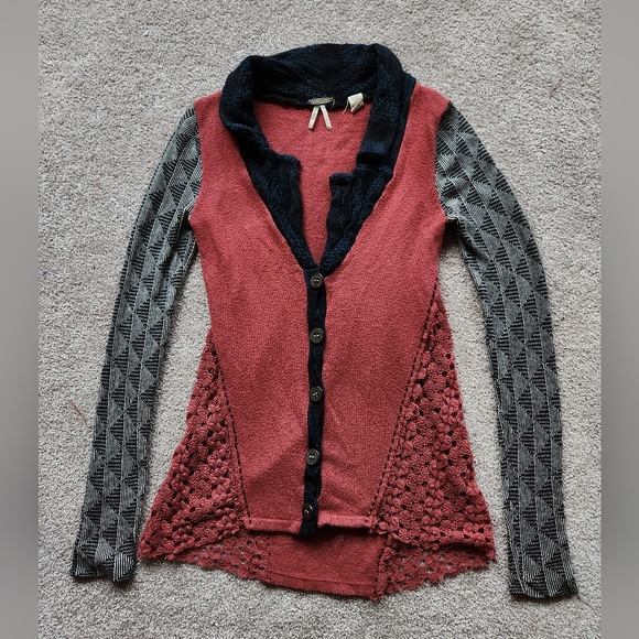 gimmicks by BKE Sweaters - BKE Gimmicks Mixed Pattern Cardigan Collared Knit Button Up